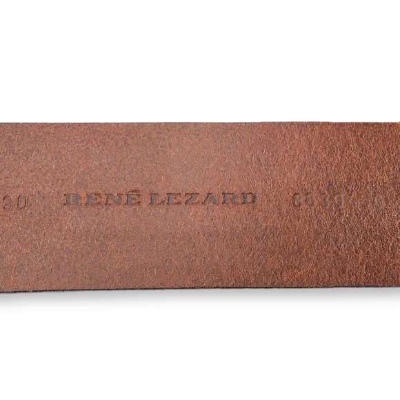 Rene Lezard Brown Leather Belt Size Medium 36 90 Silver Toggle Buckle Steampunk